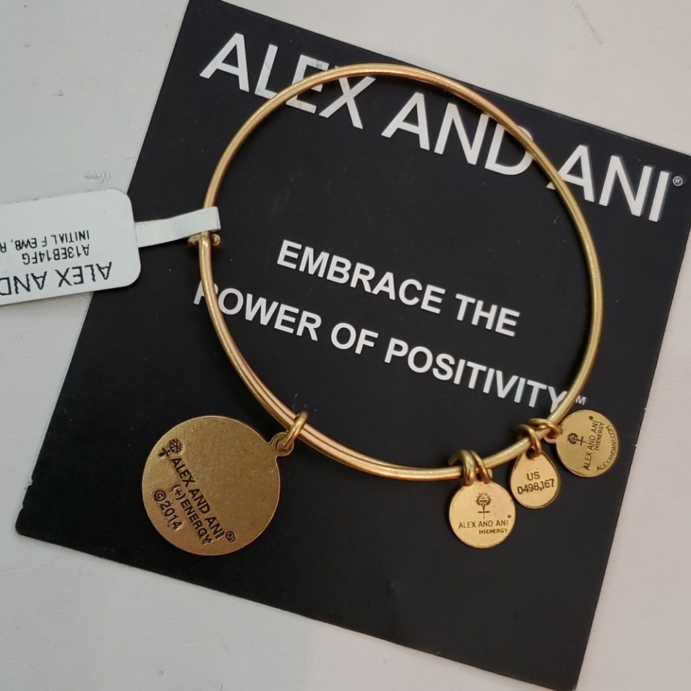 Alex and Ani Inital Letter F Goldtone bracelet - Picture 7 of 9